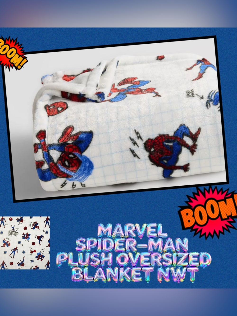 The Big One Plush Spider-Man Throw Blanket - White/Red/Blue